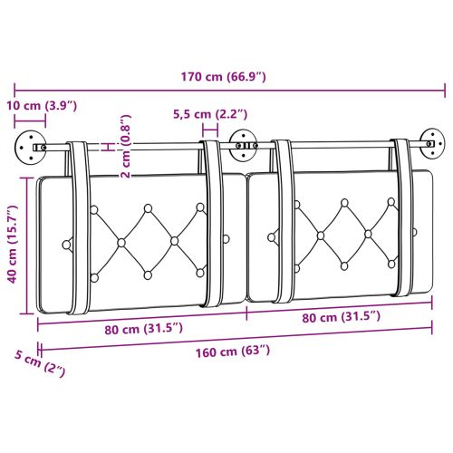 Висяща табла Монтиране на стена Синьо 170 x 55 x 5 см Кадифе