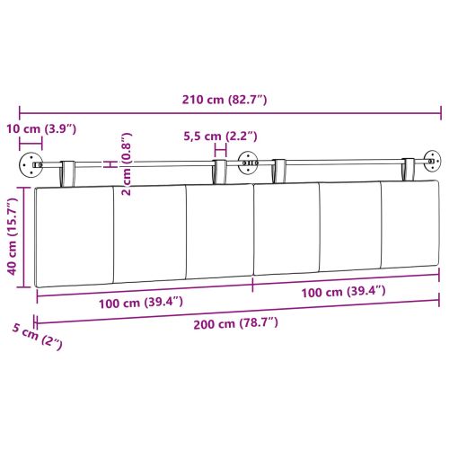 Висяща табла На райета Виненочервен 210 x 55 x 5 см текстил