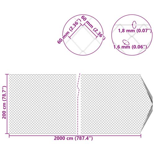 Оградa от мрежа Поцинкована 2 x 20 m Стъкло