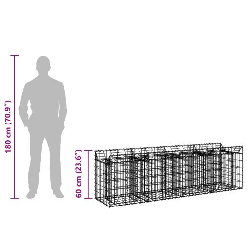 Габиона повдигнато легло Сребрист 200 x 50 x 60 cm