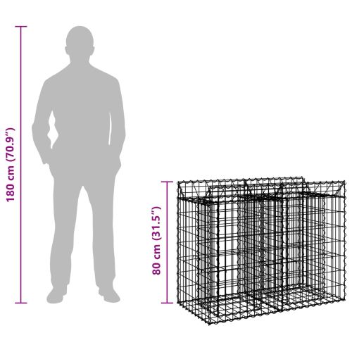 Габиона повдигнато легло Сребрист 100 x 50 x 80 см