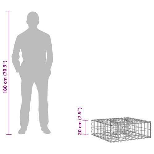 Габиона повдигнато легло Сребрист 60 x 60 x 20 см