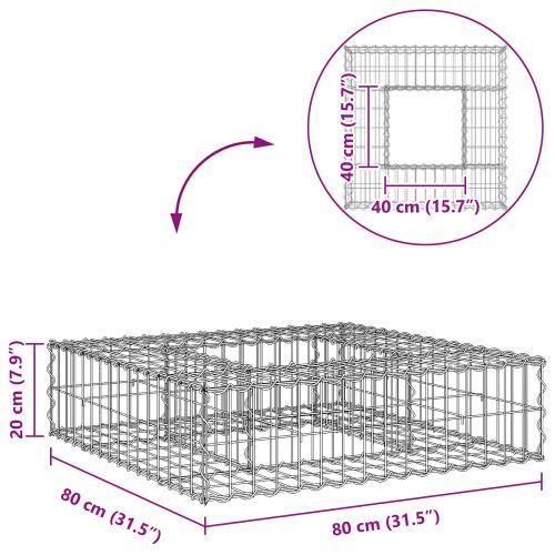 Габиона повдигнато легло Сребрист 80 x 80 x 20 cm