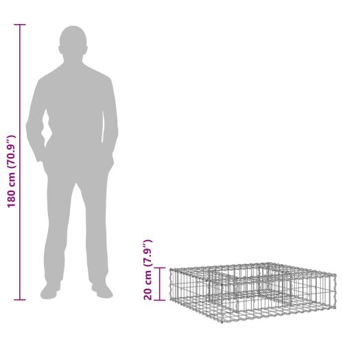 Габиона повдигнато легло Сребрист 80 x 80 x 20 cm
