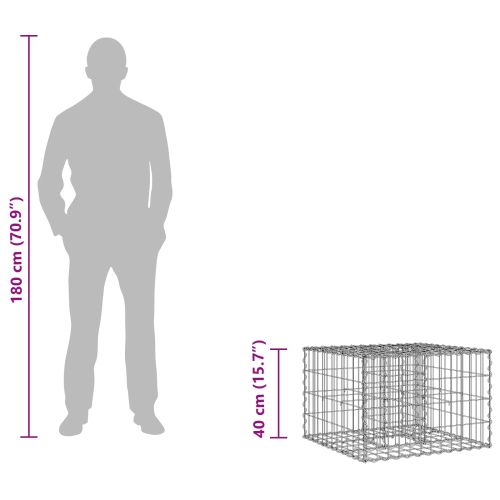 Габиона повдигнато легло Сребрист 60 x 60 x 40 cm