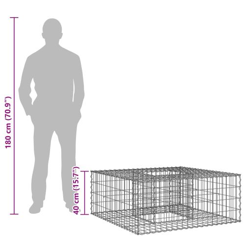 Габиона повдигнато легло Сребрист 100 x 100 x 40 cm