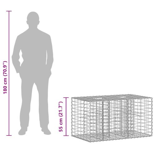 Габиона повдигнато легло Сребрист 100 x 60 x 55 см