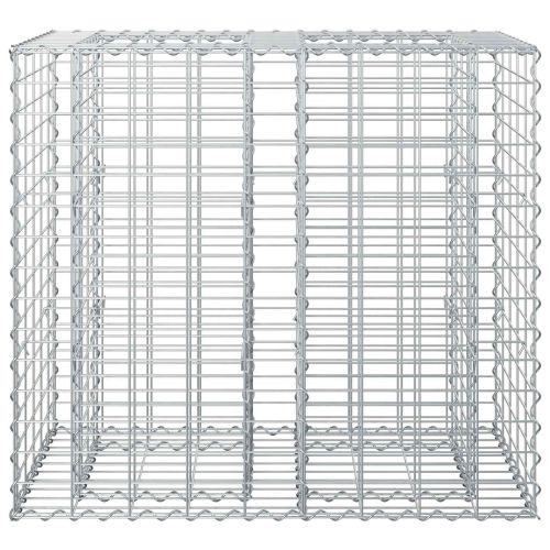 Габиона повдигнато легло Сребрист 90 x 50 x 80 см