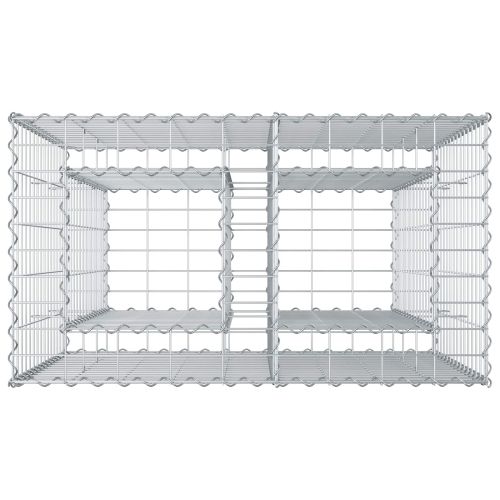 Габиона повдигнато легло Сребрист 90 x 50 x 80 см