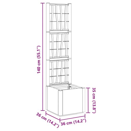 Градинска саксия с решетка Зелен 36 x 36 x 140 см ПП