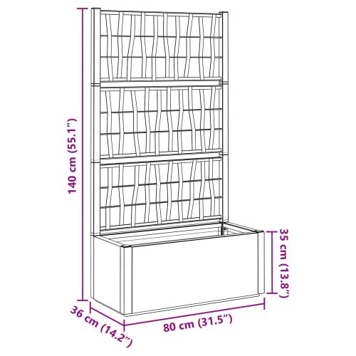 Градинска саксия с решетка Зелен 80 x 36 x 140 см ПП