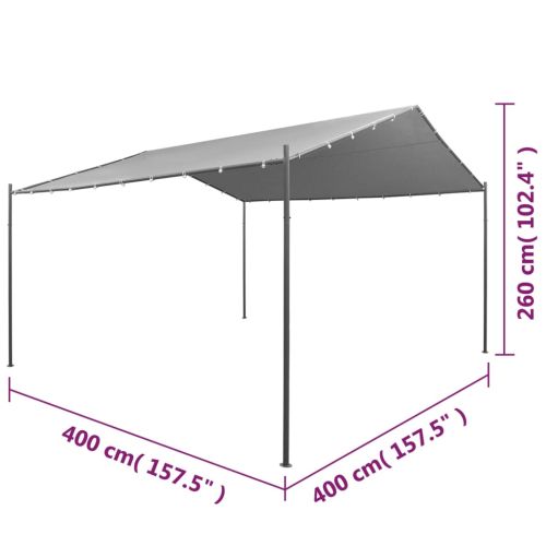 Градинска шатра, стомана, 400x400x260 см, антрацит