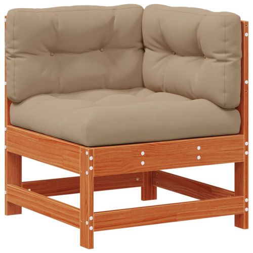 Градинен ъглов диван Масивна боровина Восъчен Кафяв