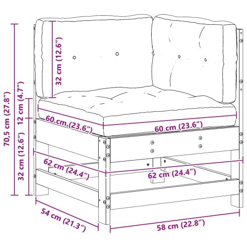 Градинен ъглов диван Масивна боровина Восъчен Кафяв