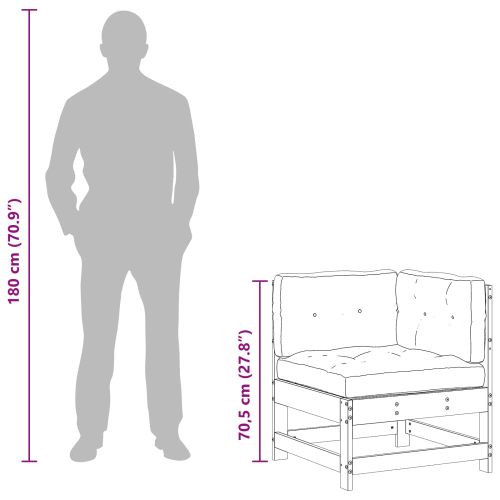 Градинен ъглов диван Масивна боровина Восъчен Кафяв