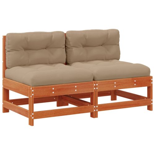 Градинен среден диван Масивна боровина Восъчен Кафяв