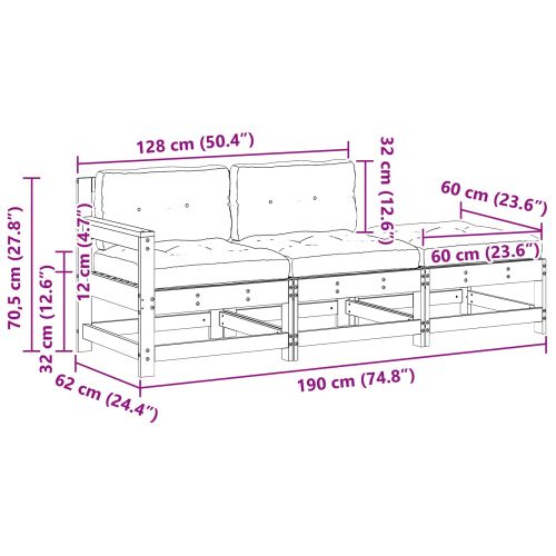 Секционен диван с възглавница Восъчен Кафяв 190 x 62 x 70,5 см