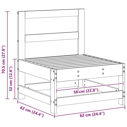 Градинен среден диван Масивна боровина Восъчен Кафяв
