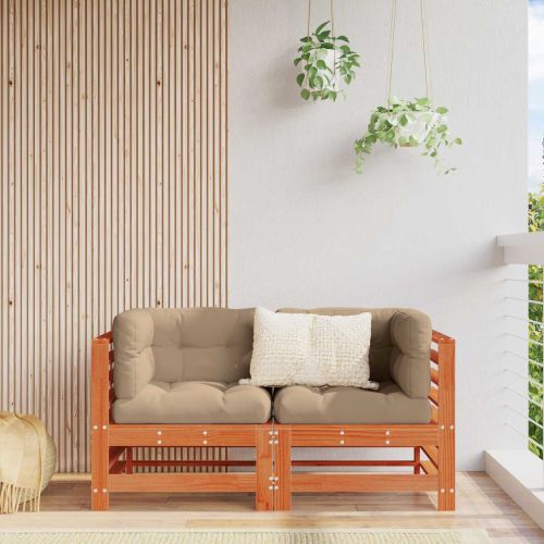 Градинен ъглов диван Масивна боровина Восъчен Кафяв