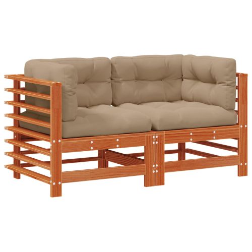 Градинен ъглов диван Масивна боровина Восъчен Кафяв