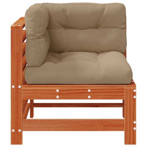 Градинен ъглов диван Масивна боровина Восъчен Кафяв