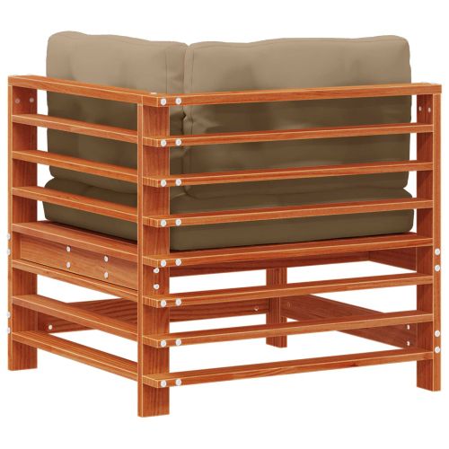 Градинен ъглов диван Масивна боровина Восъчен Кафяв