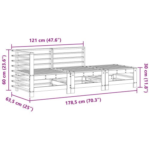 Секционен диван 3 Брой Восъчен Кафяв Масивна боровина