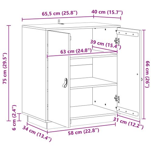 Служебен шкаф Восъчен Кафяв 65,5 x 40 x 75 см Масивна боровина