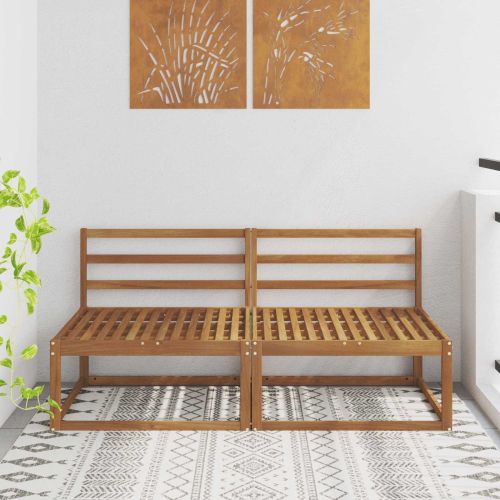 2 Брой Среден диван за открито Солидно акациево дърво Естествен