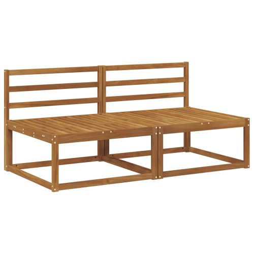 2 Брой Среден диван за открито Солидно акациево дърво Естествен