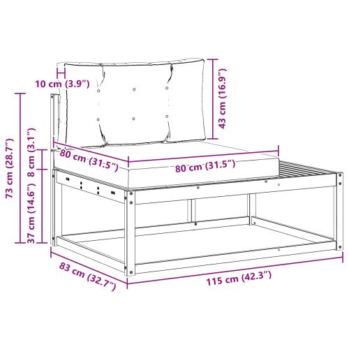 Външен край на диван с възглавница Естествен 115 x 83 x 73 см