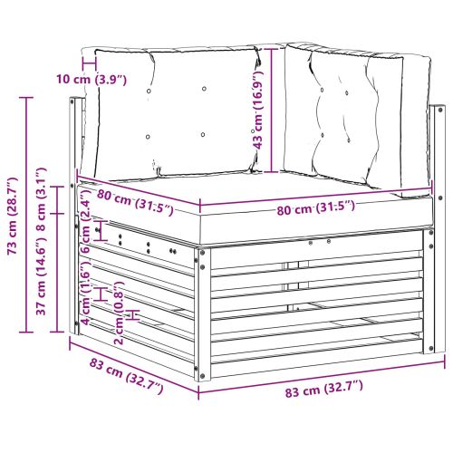 Ъглов диван за открито Солидно акациево дърво Естествен