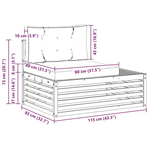 Външен край на диван с възглавница Естествен 115 x 83 x 73 см