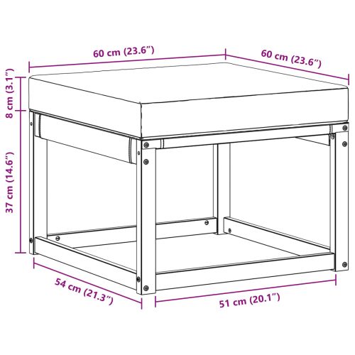 Външна табуретка Масивна акациева дървесина и текстилен плат