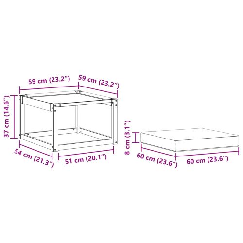 Външна табуретка Масивна акациева дървесина и текстилен плат