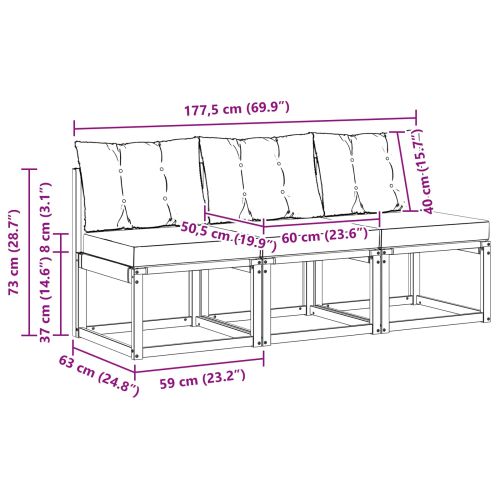 3 Брой Външен среден диван