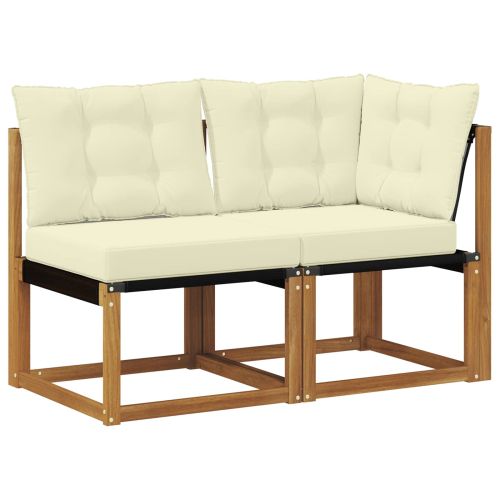 Външен среден и ъглов диван с възглавница 2 Брой Естествен