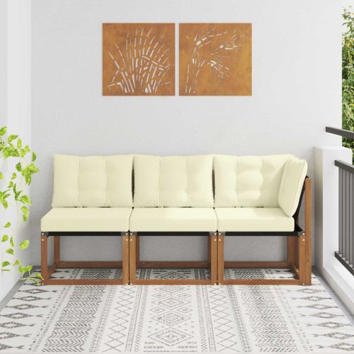 Външен среден и ъглов диван с възглавница 3 Брой Естествен