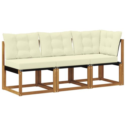 Външен среден и ъглов диван с възглавница 3 Брой Естествен