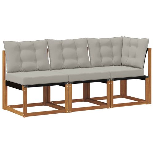 Външен среден и ъглов диван с възглавница 3 Брой Естествен