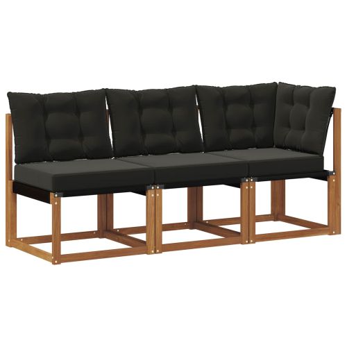 Външен среден и ъглов диван с възглавница 3 Брой Естествен