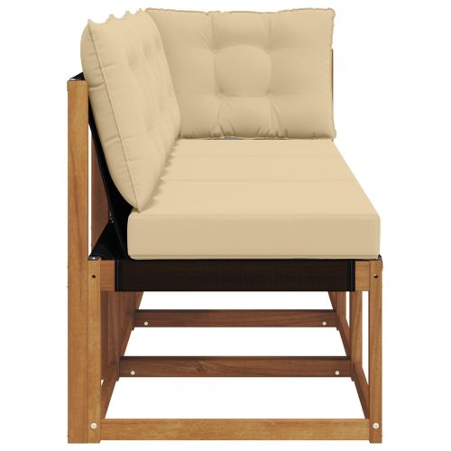 Външен среден и ъглов диван с възглавница 3 Брой Естествен