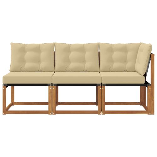 Външен среден и ъглов диван с възглавница 3 Брой Естествен