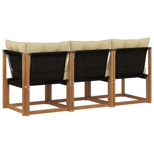 Външен среден и ъглов диван с възглавница 3 Брой Естествен