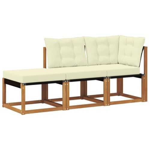 Външен модулен диван с възглавница 3 Брой Естествен