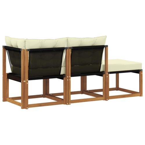 Външен модулен диван с възглавница 3 Брой Естествен