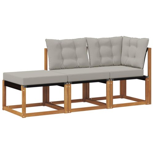 Външен модулен диван с възглавница 3 Брой Естествен