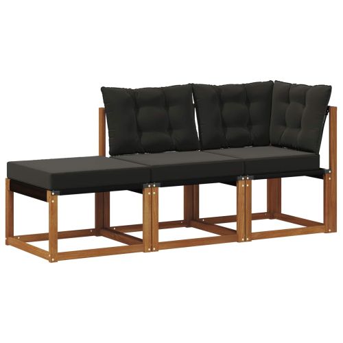 Външен модулен диван с възглавница 3 Брой Естествен