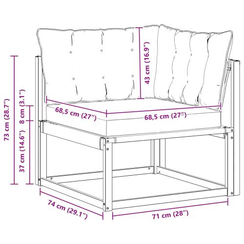 Външен ъглов диван Солидно акациево дърво Естествен