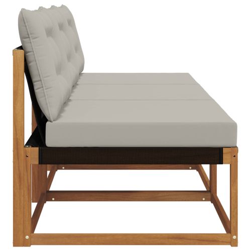 3 Брой Среден диван за открито Солидно акациево дърво Естествен